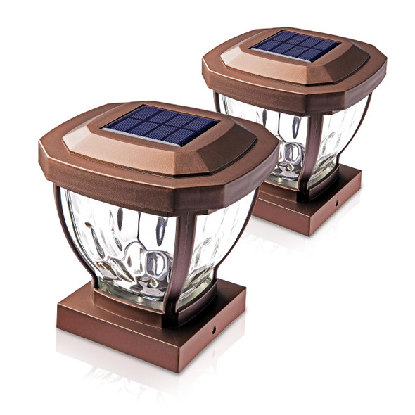 Home Zone Security Solar Post Cap Lights 2-Pack ELI1403V - Brown