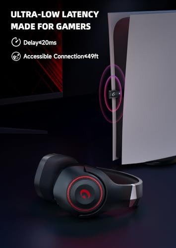 KAPEYDESI WIRELESS GAMING HEADSET WITH MIC 40H BATTERY LIFE BLACK/RED