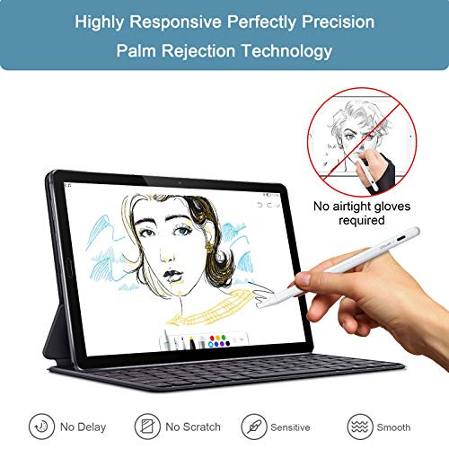 QGeeM Stylus Pen iPad Palm Rejection 2018-2020 Apple Pro 11/12.9" I706 - White