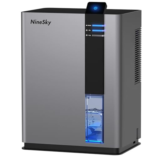 NineSky Dehumidifier, 98 Oz with Auto Shut Off, 5 Colors LED Light (H2, Gray)
