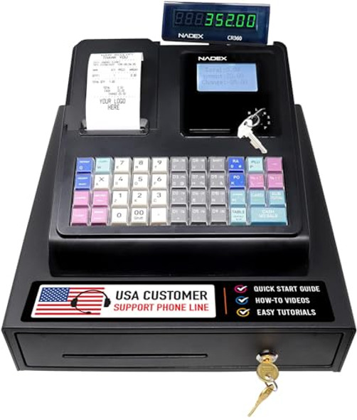 Nadex CR360 Cash Register 4700 Lookups 50 Dept 50 Clerks Thermal Printer