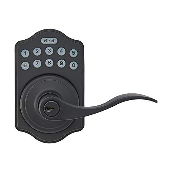 AMAZON BASICS ELECTRONIC KEYPAD ENTRY LEVER DOOR LOCK - MATTE BLACK