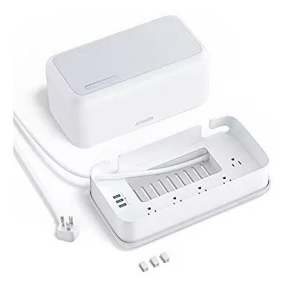Anker Cable Management Box Power Strip, 5x AC & 3x USB, 6FT, A9164 - WHITE