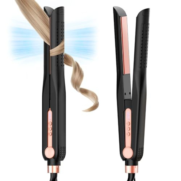 SKIMI Airflow Styler, Titanium Flat Iron Hair Straightener & Curler - Black