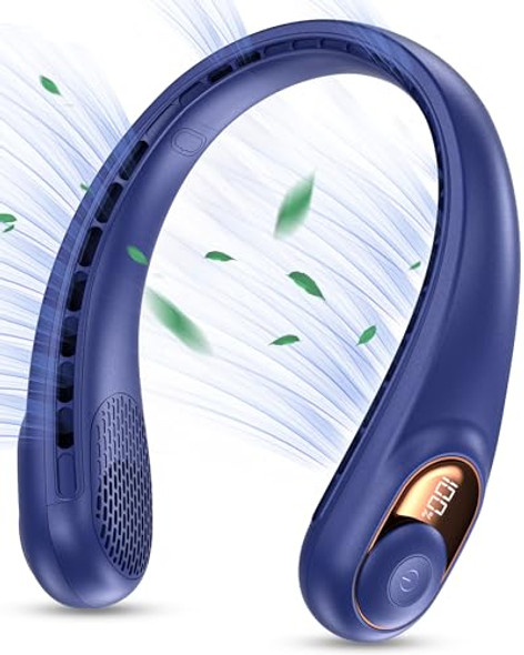 KIDEE PORTABLE NECK FAN PERSONAL RECHARGEABLE 4000MAH BATTERY BLUE