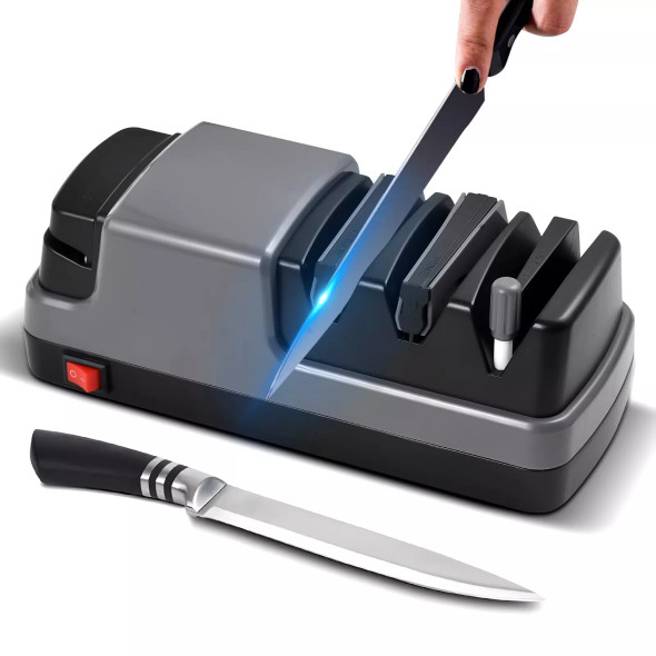HTOVILA KNIFE SHARPENER: 4 IN 1 ELECTRIC TOOL, DIAMOND ABRASIVES, RZ-D004 - GRAY HTOVILA KNIFE SHARPENER: 4 IN 1 ELECTRIC TOOL, DIAMOND ABRASIVES, RZ-D004 - GRAY