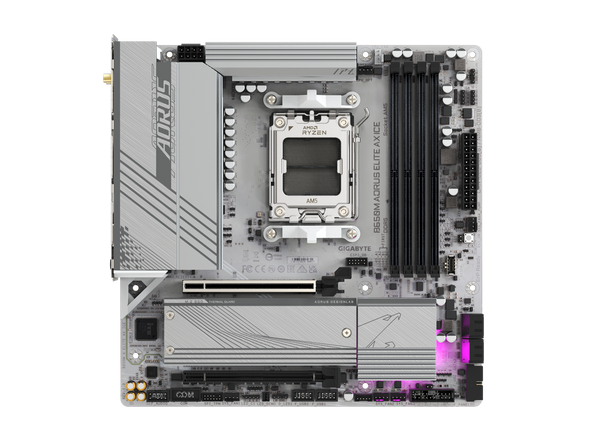 GIGABYTE B650M AORUS ELITE AX ICE AM5 LGA 1718 AMD B650 M-ATX Motherboard, DDR5,