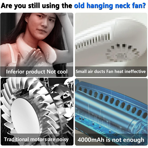 MATIHUNO S5 NECK FAN 24 HOURS OF BATTERY LIFE 8000MAH, QUIET, BLADELESS - BLUE