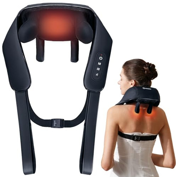 KNOZE NECK MASSAGER WITH HEAT CORDLESS DEEP TISSUE 4D EXPERT KNEADING - BLACK