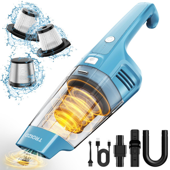TROIZO HANDHELD VACUUM CORDLESS PORTABLE CAR CLEANER 14500PA POWER - BLUE