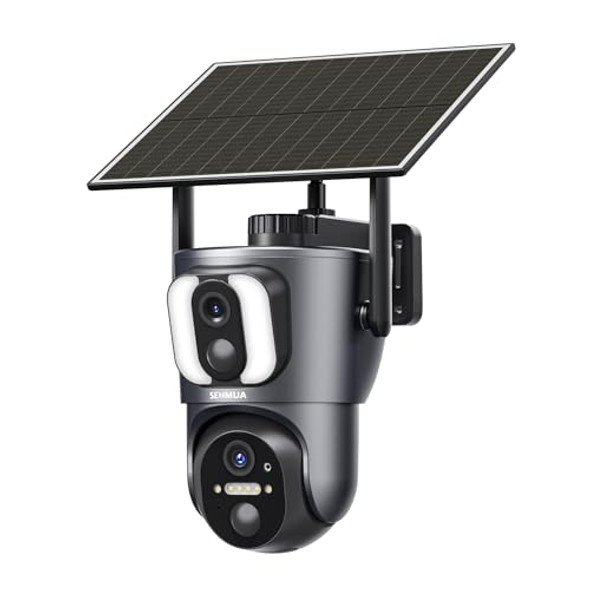 SEHMUA SOLAR CAMERA SECURITY OUTDOOR 2K DUAL CAMERAS HOME SECURITY - GRAY