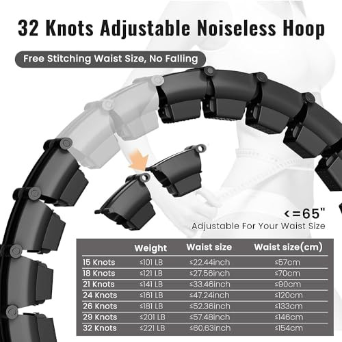 MAICIFI 65INCH 32 KNOTS PLUS SIZE QUIET WEIGHTED HULA INFINITY FITNESS - BLACK