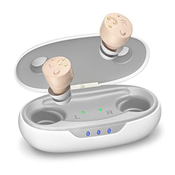 AIMSUMY M3111 Hearing Aids for Seniors Rechargeable with Noise Cancelling Beige