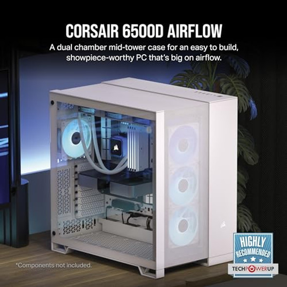 CORSAIR 6500D AIRFLOW Mid-Tower ATX Dual Chamber PC Case CC-9011260-WW – White
