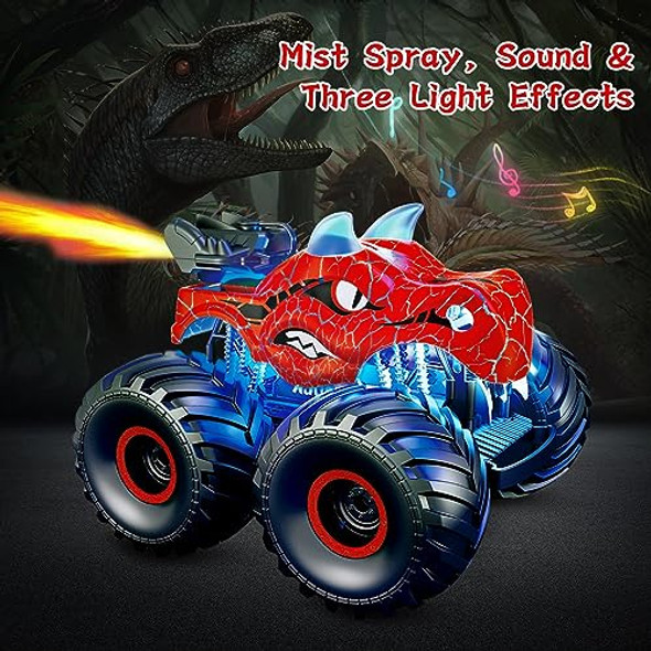 KIDCIA REMOTE CONTROL DINOSAUR CAR, 2.4GHZ, MONSTER, 2 BATTERIES - RED