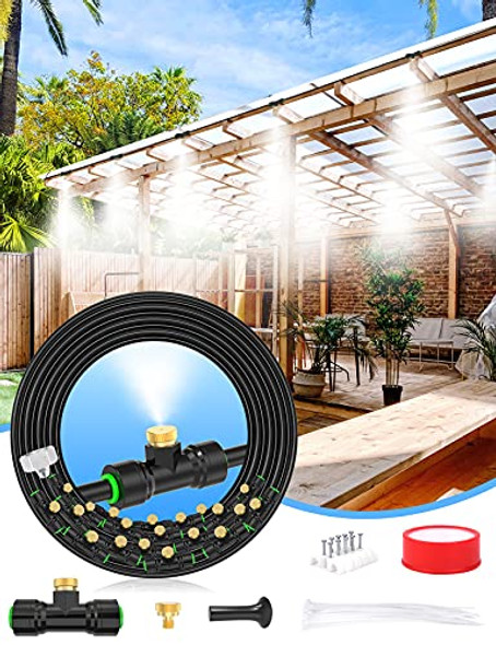 Misters for Outside Patio 63FT (19.2m) + 21 Brass Mist Nozzles - Black