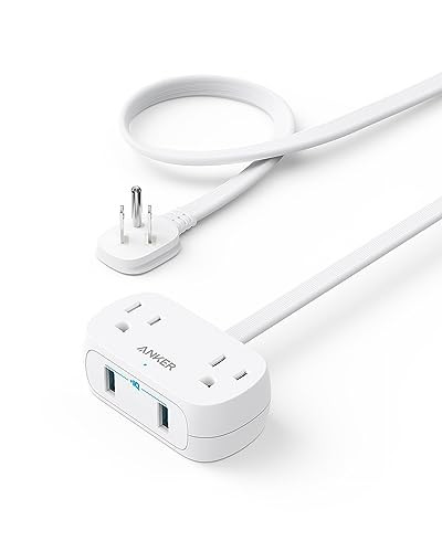 ANKER USB POWER STRIP SMALL POWER STRIP WITH 2 OUTLETS AND 2 USB CHARGER WHITE