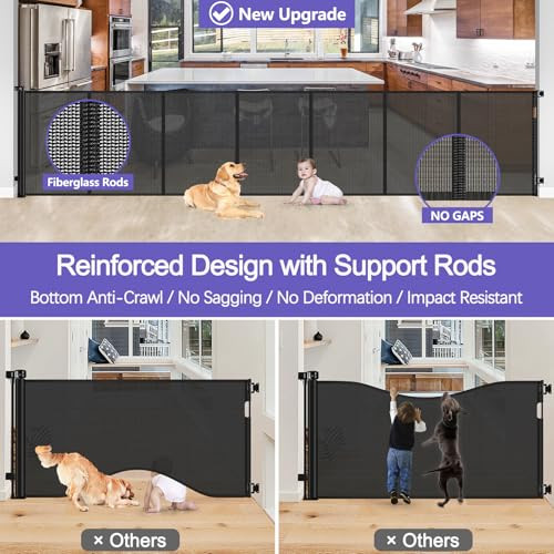 STCOCKIS 42 INCH EXTRA TALL BABY GATE 120 INCH EXTRA WIDE RETRACTABLE - BLACK