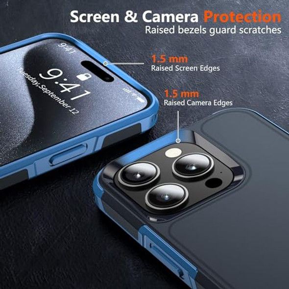 AEDILYS 15PRO Shockproof iPhone 15 Pro Case 18 FT Drop Protection - Royal Blue