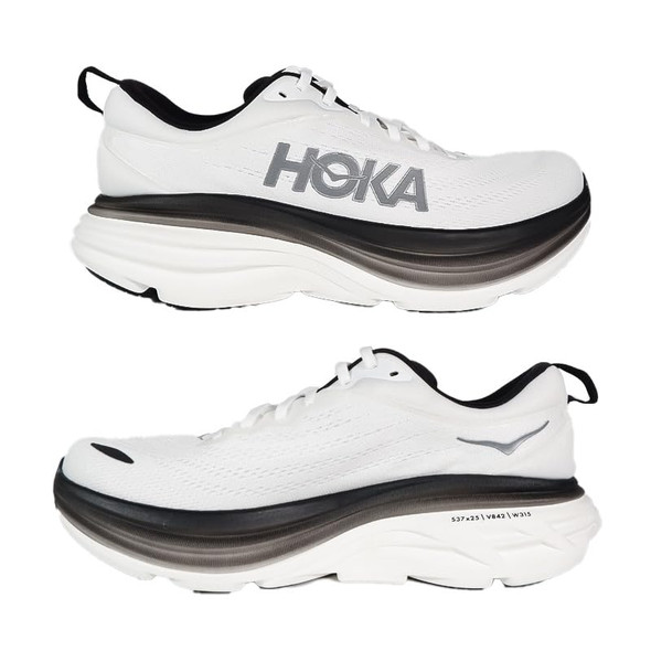 1123202 HOKA ONE ONE HOKA MEN'S M BONDI 8 WHITE/BLACK SIZE 12.5 1123202 HOKA ONE ONE HOKA MEN'S M BONDI 8 WHITE/BLACK SIZE 12.5