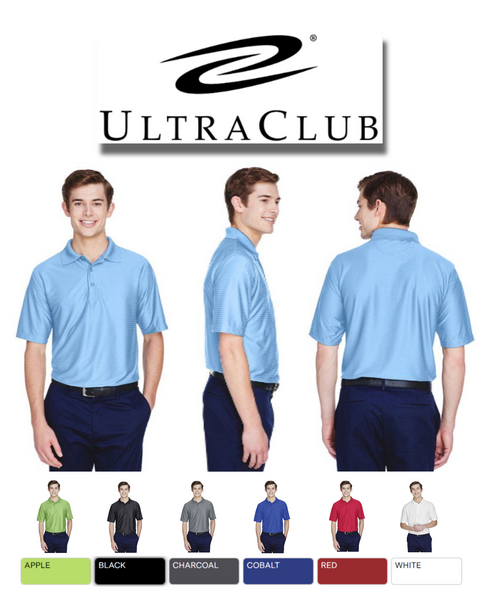 8413 UltraClub Men's Cool & Dry Elite Tonal Stripe Performance Polo New