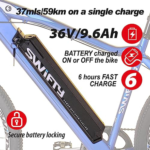 SWIFTY AT656 250W Electric Bike All Terrain Ebike Shimano Gears - Black