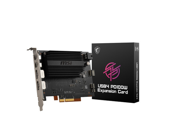 MSI USB4 PD100W Expansion Card, PCIe 4.0 x4, Dual USB4 Type-C (40Gbps), Dual