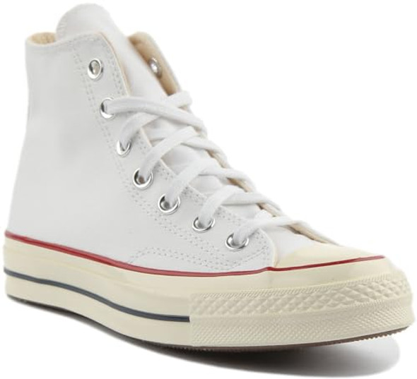CONVERSE MEN'S TAYLOR CHUCK 70 HI, SIZE MEN'S 5 WOMEN'S 7, WHITE/GARNET/EGRET