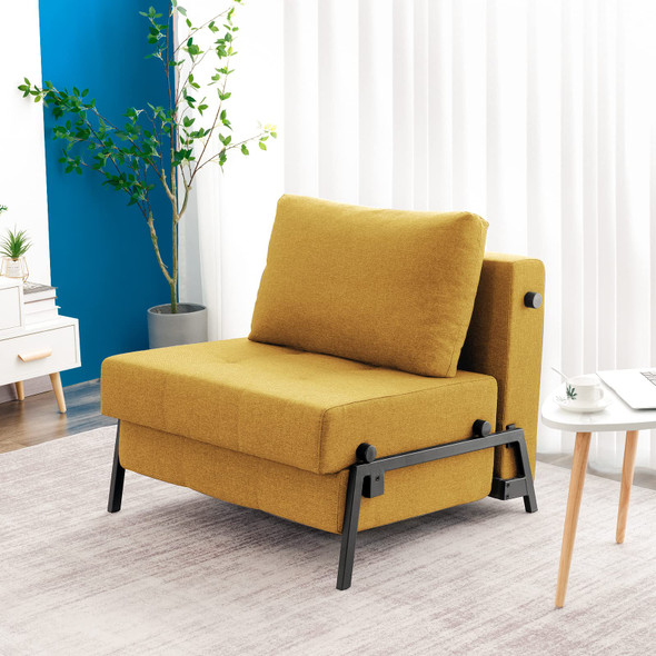 VONANDA MODERN SOFA FOLDING BED SLEEPER CONVERTIBLE MULTI-FUNCTION - MUSTARD