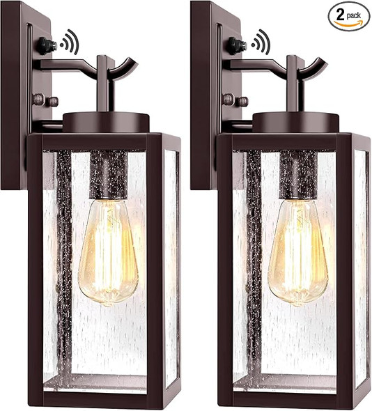 MUYI by VERRON 2 PACKS DUSK TO DAWN OUTDOOR WALL LANTERN - Oil-Rubbed Bronze MUYI by VERRON 2 PACKS DUSK TO DAWN OUTDOOR WALL LANTERN - Oil-Rubbed Bronze