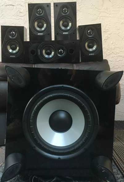 ENERGY SUBWOOFER WITH 5 PIECE CLASSIC 5.1 SATELLITE SPEAKERS ESW-8 - BLACK
