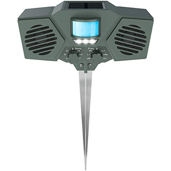 Hoont Solar Powered Motion Activated Ultrasonic with Flashing Strobe Light