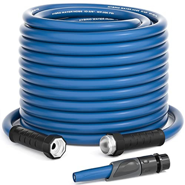 GREENER RH04-G Heavy Duty Garden Hose 100ft, 5/8" Flexible Hybrid Rubber Hose