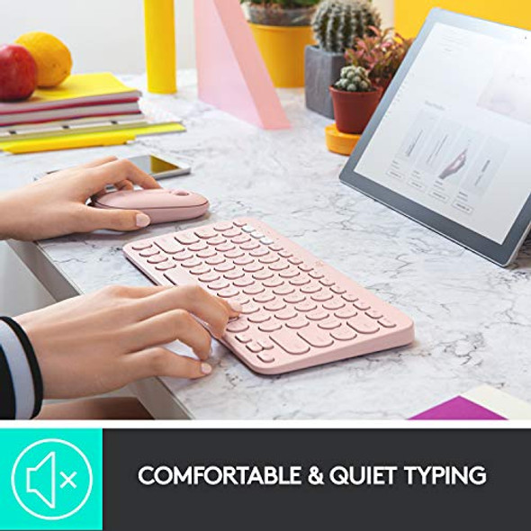 Logitech K380 Pebble Wireless Multi-Device Keyboard Windows/Apple iOS - Rose