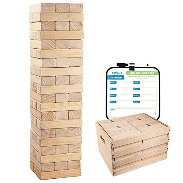 GIANTVILLE GIANT TUMBLING TIMBER TOY 60 EXTRA JUMBO WOODEN BLOCKS STORAGE CRATE