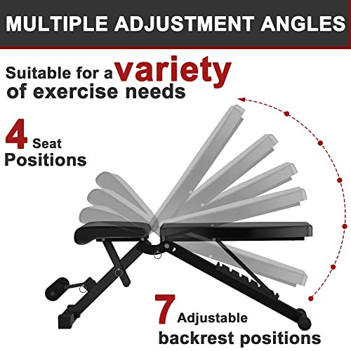 ELEVENS WEIGHT BENCH ADJUSTABLE WORKOUT BENCH FOR HOME, INCLINE BENCH - BLACK