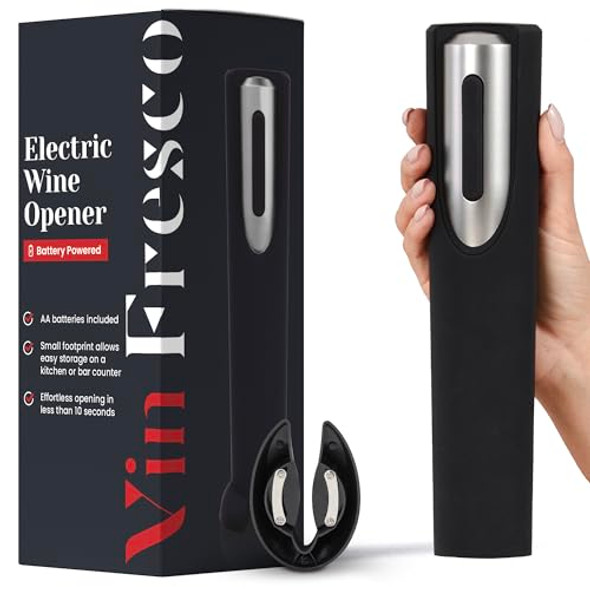 Fresco Electric Wine Opener Battery Operated with Stand and Built-in Foil Cutter