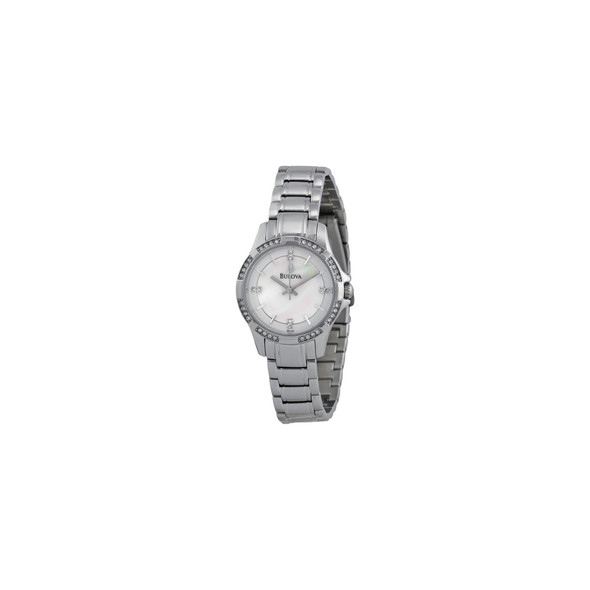 BULOVA 96L191 WOMEN'S MOTHER OF PEARL DIAL CRYSTALS ACCENTS - STAINLESS STEEL