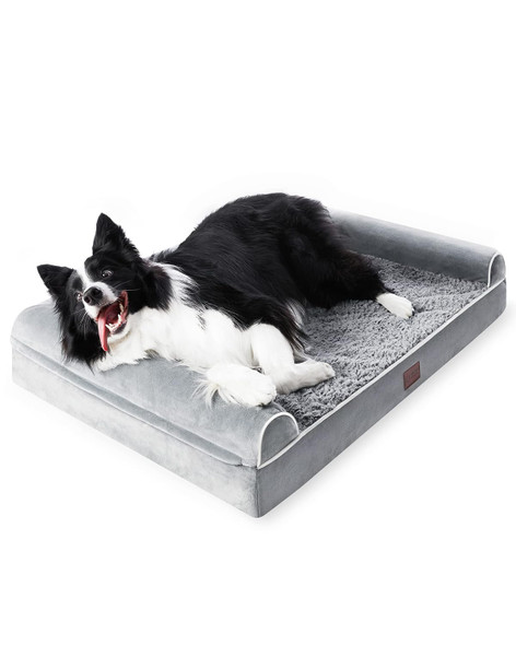 Figopage Jumbo Dog Bed for Large Dogs Waterproof Orthopedic Dog Beds - Gray