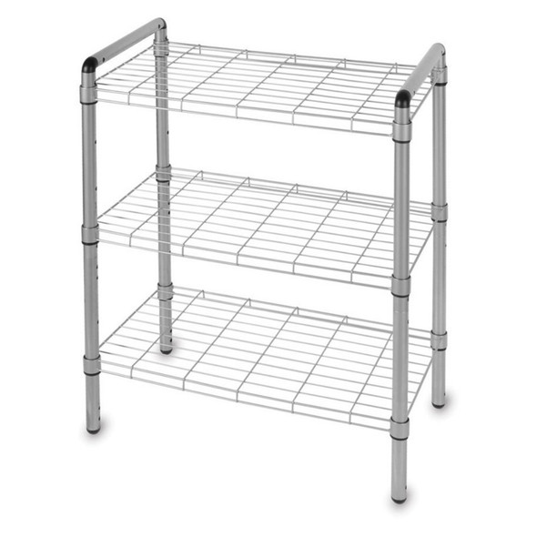 THE ART OF STORAGE 3 SHELF ADJUSTABLE SHELVING RACK STORAGE ORGANIZER SILVER
