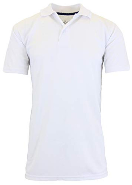 GALAXY BY HARVIC MEN'S TAGLESS MOISTURE WICKING POLO SHIRT WHITE M New