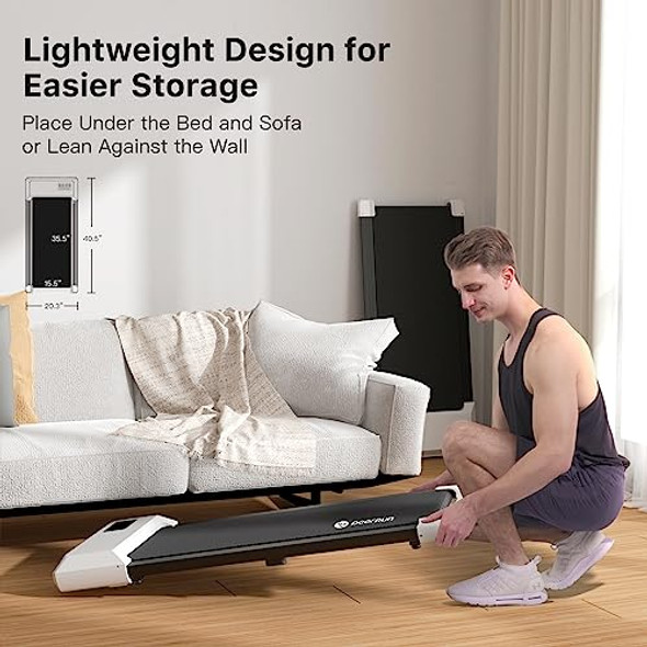 DEERRUN WALKING PAD TREADMILL UNDER DESK 2 IN 1 WALKING PAD PORTABLE - WHITE