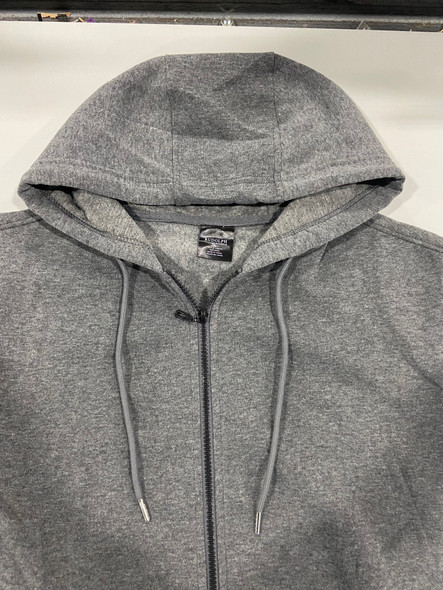 RUDOLPH MEN'S SLIM FIT FLEECE-LINED FULL ZIP HOODIE, CHARCOAL, LARGE New