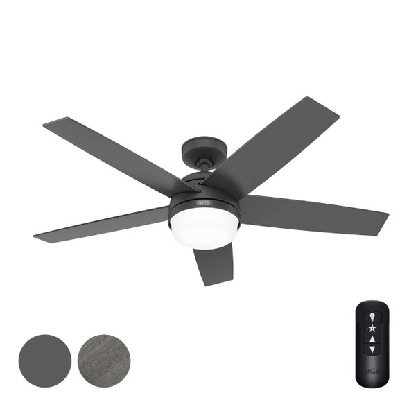 Hunter Fan 52" Ceiling Fan Lights Remote Control Matte Black CC52507