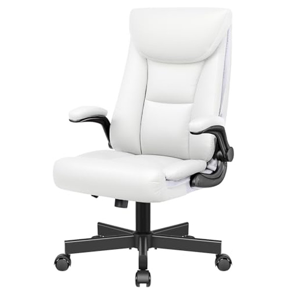 BESTERA EXECUTIVE OFFICE CHAIR, LEATHER ERGONOMIC OFFICE CHAIR - WHITE