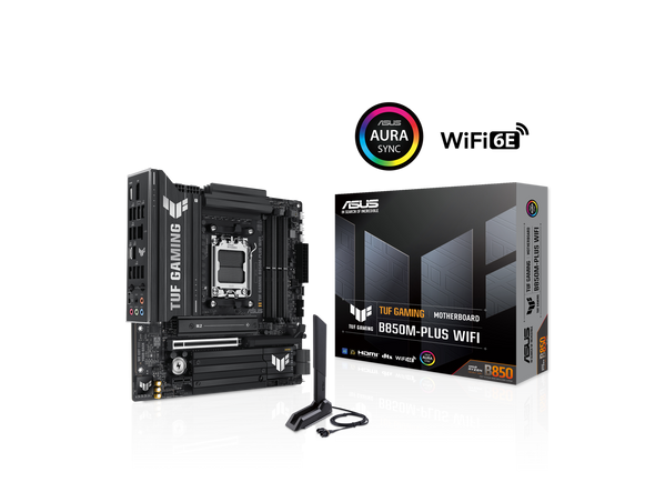 ASUS TUF GAMING B850M-PLUS WIFI AMD AM5 B850 mATX motherboard, 14+2+1 80A DrMOS