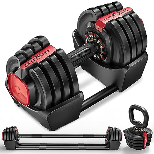 DR.GYMLEE 3-IN-1 UNIQUE DESIGN 1S ADJUSTABLE DUMBBELLS, BARBELL, KETTLEBELL
