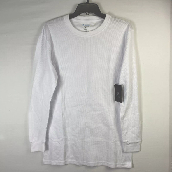 BLUE ICE MEN'S WAFFLE KNIT HENLEY THERMAL SHIRT BRIGHT - SIZE: MEN L - WHITE New