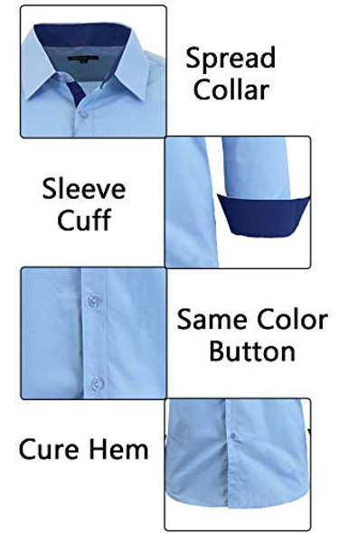 GALAXY BY HARVIC MEN'S LONG SLEEVE SLIM-FIT SOLID DRESS SHIRTS 2XL - LIGHT BLUE New