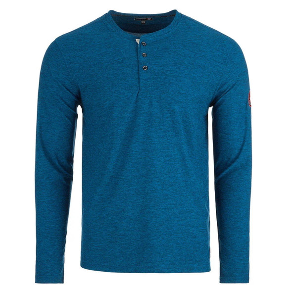 CANADA WEATHER GEAR MEN'S LONG SLEEVE SUPREME SOFT HENLEY, LARGE, SEAPORT BLUE New